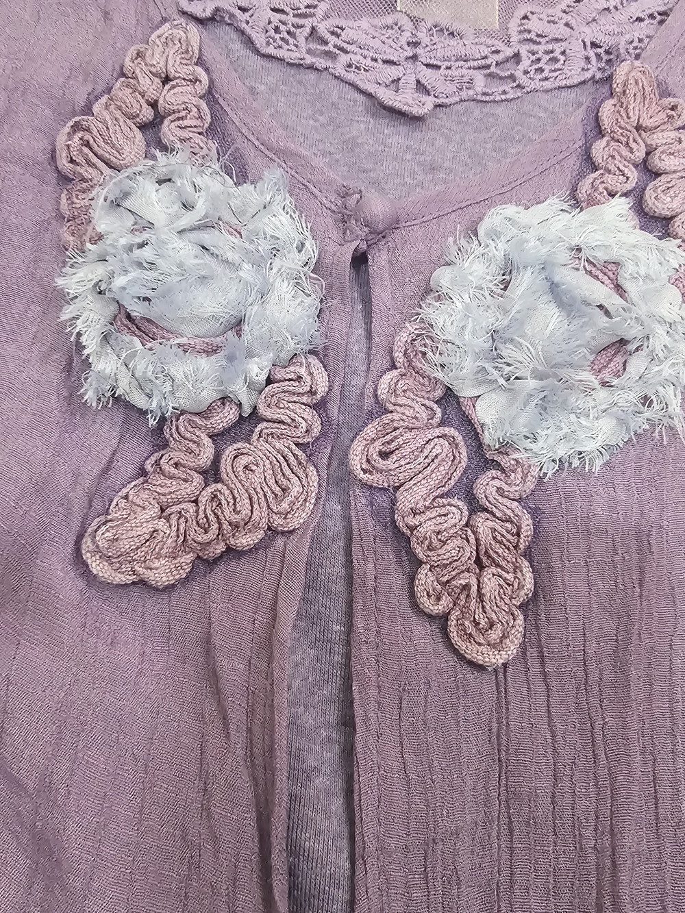 Pretty Angel Lavender Floral Appliqué Long Sleeve Tunic Whimisigoth Sz L Womens - Picture 6 of 11